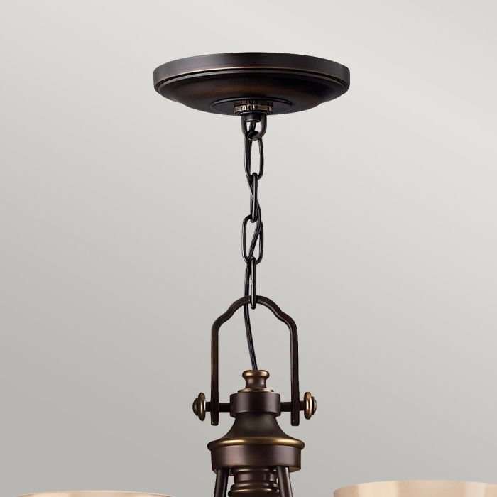 Hinkley Mayflower 3-Light Olde Bronze Chandelier with Etched Amber Glass