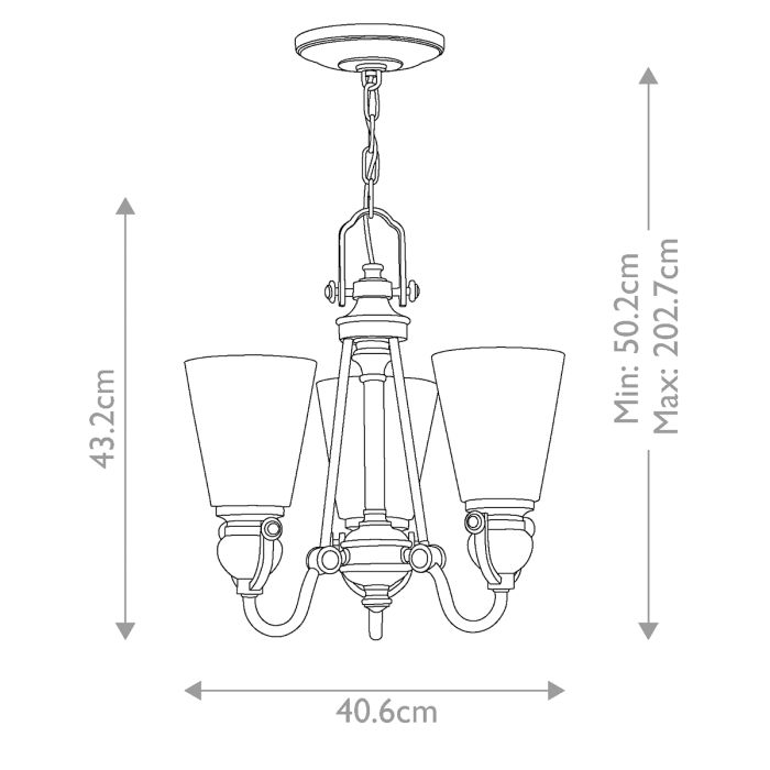Hinkley Mayflower 3-Light Olde Bronze Chandelier with Etched Amber Glass