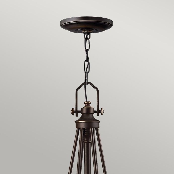 Hinkley Mayflower 6-Light Olde Bronze Chandelier with Etched Amber Glass