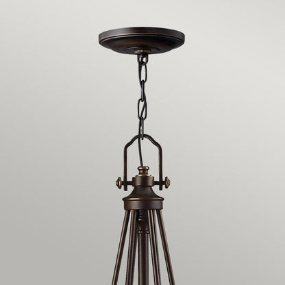Hinkley Mayflower 6-Light Olde Bronze Chandelier with Etched Amber Glass