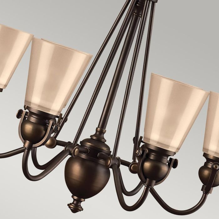 Hinkley Mayflower 6-Light Olde Bronze Chandelier with Etched Amber Glass
