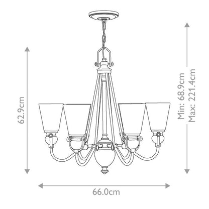 Hinkley Mayflower 6-Light Olde Bronze Chandelier with Etched Amber Glass