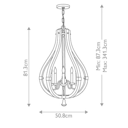 Hinkley Middlefield 5-Light Iron Rust Cage Chandelier with Distressed Wood
