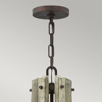 Hinkley Middlefield 6-Light Iron Rust Cage Chandelier with Distressed Wood