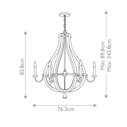 Hinkley Middlefield 6-Light Iron Rust Cage Chandelier with Distressed Wood