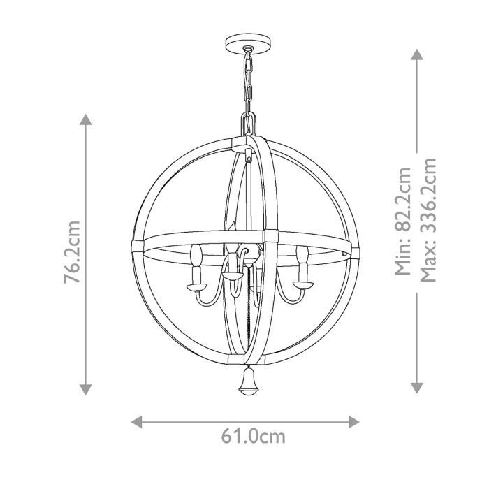Hinkley Middlefield 4-Light Iron Rust Globe Chandelier with Distressed Wood
