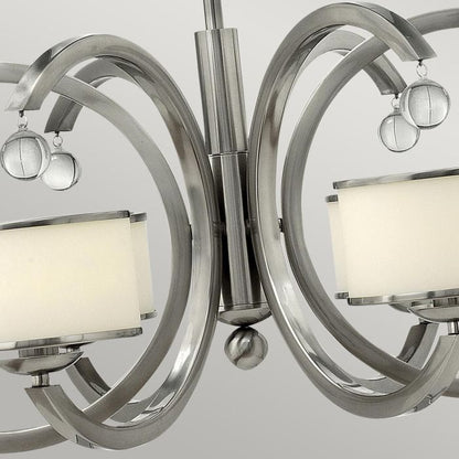 Hinkley Monaco 6-Light Brushed Nickel Crystal & Opal Modern Glass Chandelier