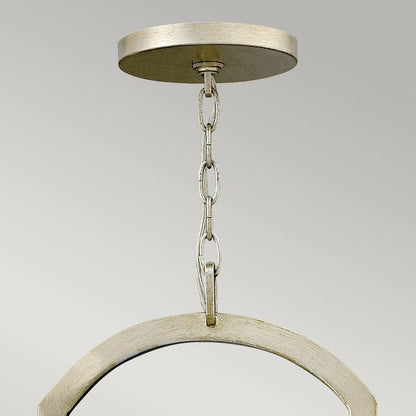 Hinkley Nest 3-Light Modern Pendant Chandelier in Silver Leaf with Distressed Etched Glass