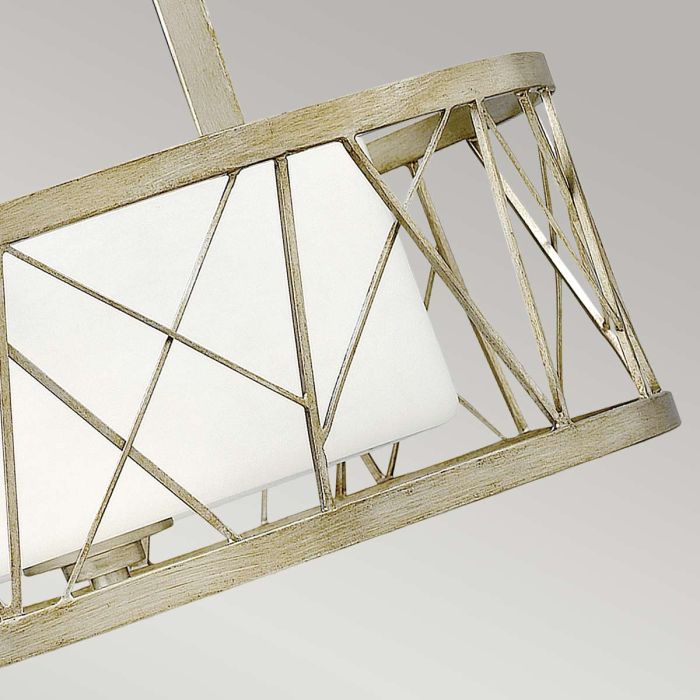 Hinkley Nest 3-Light Modern Pendant Chandelier in Silver Leaf with Distressed Etched Glass