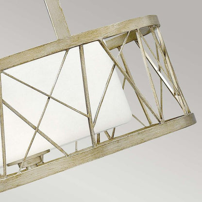Hinkley Nest 3-Light Modern Pendant Chandelier in Silver Leaf with Distressed Etched Glass