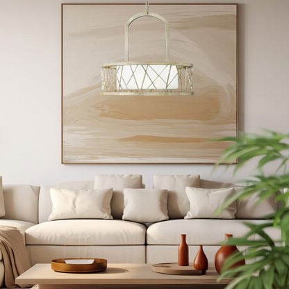 Hinkley Nest 3-Light Modern Pendant Chandelier in Silver Leaf with Distressed Etched Glass