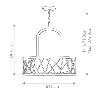 Hinkley Nest 3-Light Modern Pendant Chandelier in Silver Leaf with Distressed Etched Glass