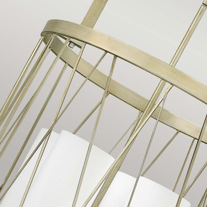 Hinkley Nest 4-Light Lantern Chandelier in Silver Leaf with Distressed Etched Glass