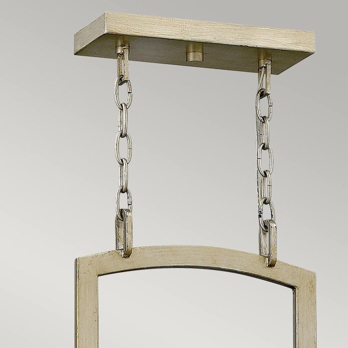 Hinkley Nest 4-Light Island Chandelier in Silver Leaf with Distressed Etched Glass