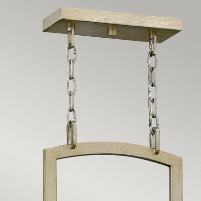 Hinkley Nest 4-Light Island Chandelier in Silver Leaf with Distressed Etched Glass