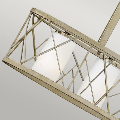 Hinkley Nest 4-Light Island Chandelier in Silver Leaf with Distressed Etched Glass