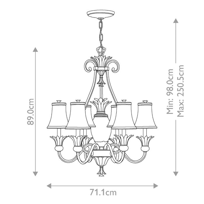 Hinkley Plantation 7-Light Pearl Bronze Candle Chandelier with Linen Shades and Clear Optic Glass