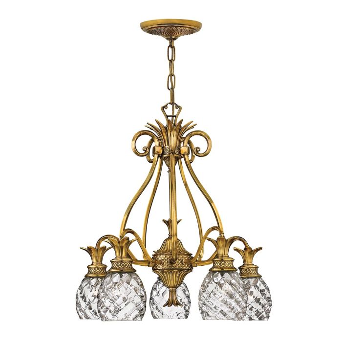 Hinkley Plantation 5-Light Burnished Brass Chandelier with Clear Optic Glass
