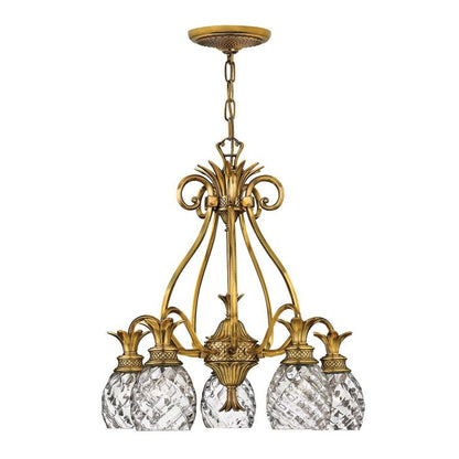 Hinkley Plantation 5-Light Burnished Brass Chandelier with Clear Optic Glass