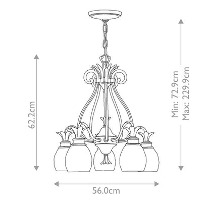 Hinkley Plantation 5-Light Burnished Brass Chandelier with Clear Optic Glass