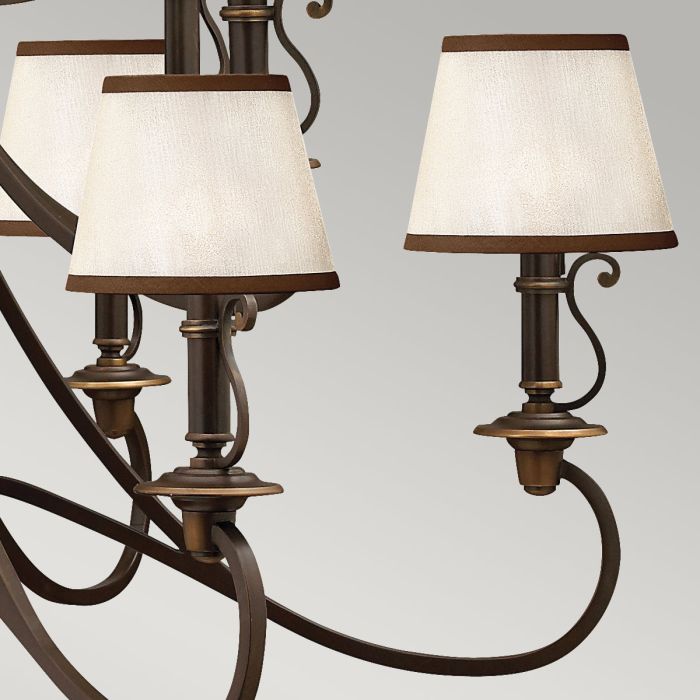 Hinkley Plymouth 15-Light Olde Bronze Candle Chandelier with Organza Shades