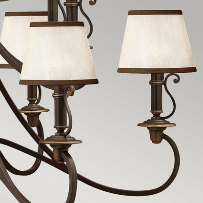 Hinkley Plymouth 15-Light Olde Bronze Candle Chandelier with Organza Shades
