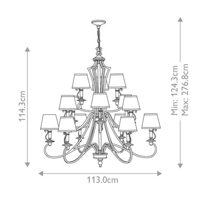 Hinkley Plymouth 15-Light Olde Bronze Candle Chandelier with Organza Shades