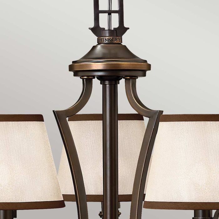 Hinkley Plymouth 3-Light Olde Bronze Candle Chandelier with Organza Shades