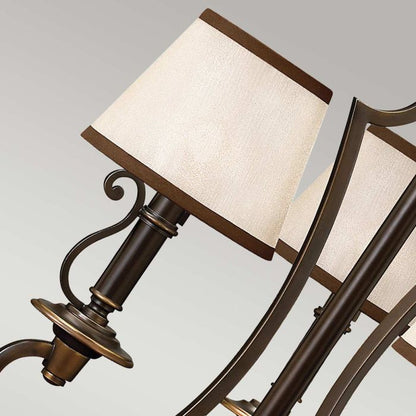 Hinkley Plymouth 3-Light Olde Bronze Candle Chandelier with Organza Shades