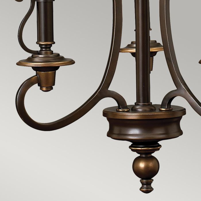 Hinkley Plymouth 3-Light Olde Bronze Candle Chandelier with Organza Shades