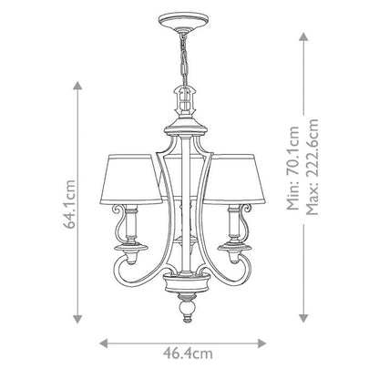 Hinkley Plymouth 3-Light Olde Bronze Candle Chandelier with Organza Shades