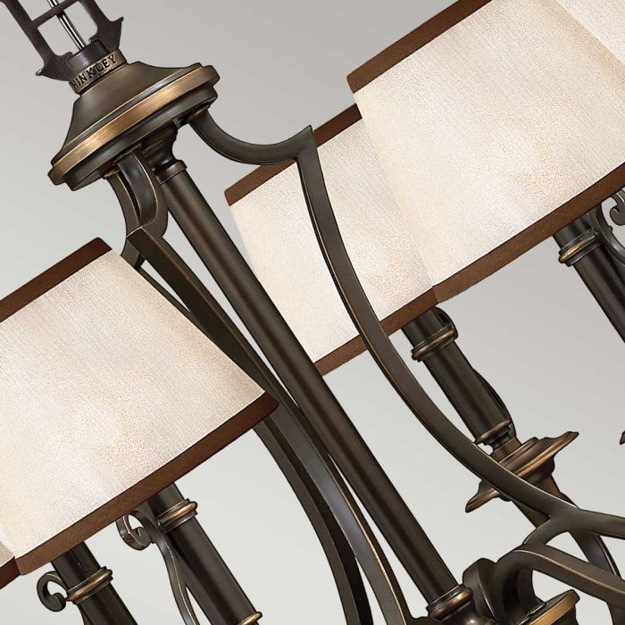 Hinkley Plymouth 6-Light Olde Bronze Candle Chandelier with Organza Shades