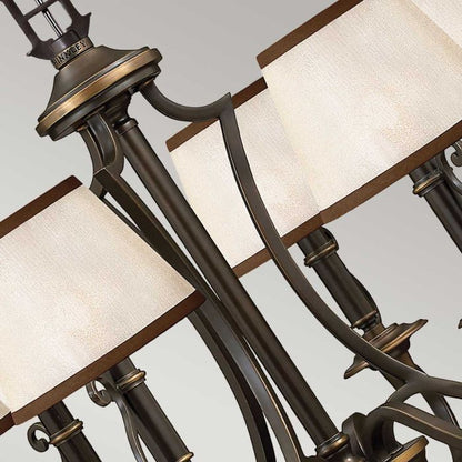 Hinkley Plymouth 6-Light Olde Bronze Candle Chandelier with Organza Shades