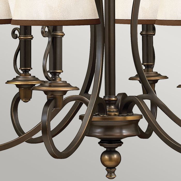 Hinkley Plymouth 6-Light Olde Bronze Candle Chandelier with Organza Shades