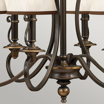 Hinkley Plymouth 6-Light Olde Bronze Candle Chandelier with Organza Shades