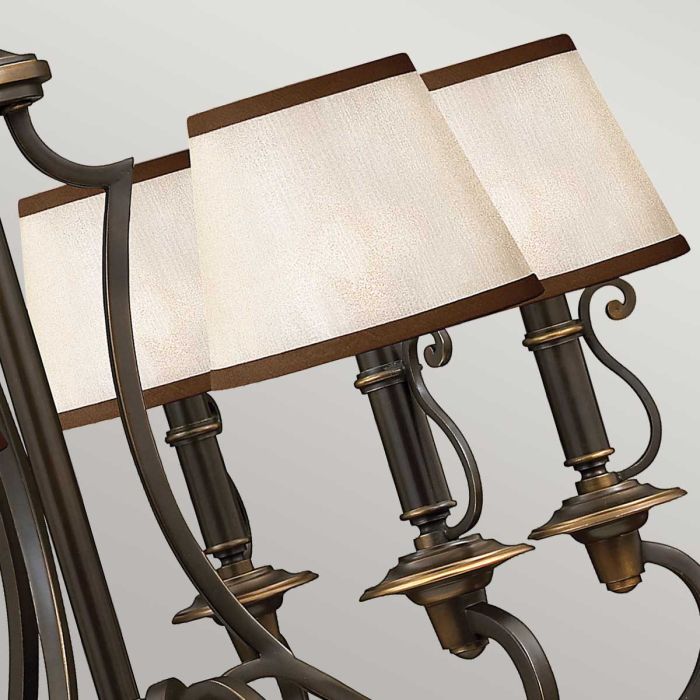 Hinkley Plymouth 6-Light Olde Bronze Candle Chandelier with Organza Shades