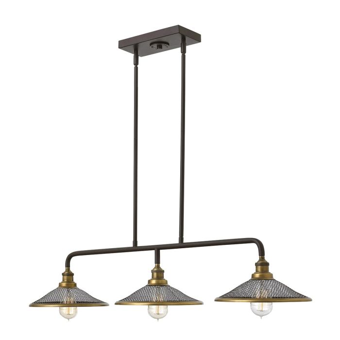Hinkley Rigby 3-Light Buckeye Bronze and Brass Island Chandelier