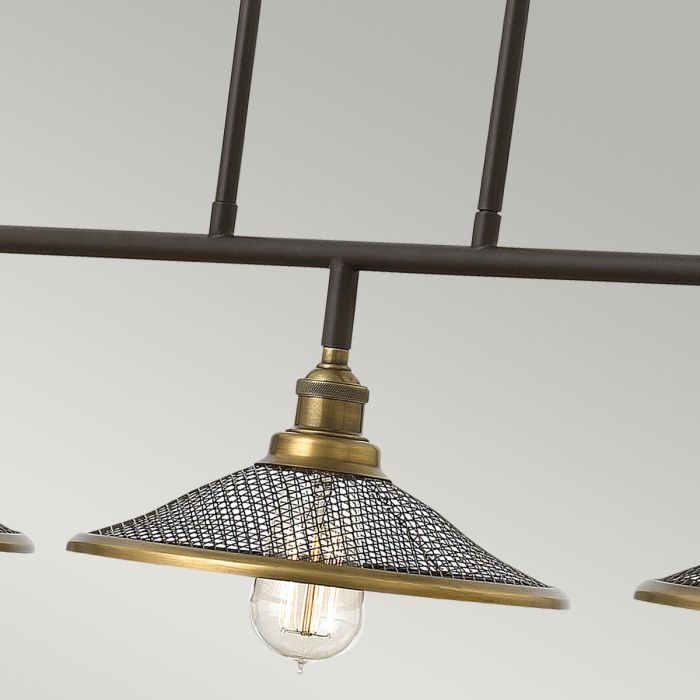 Hinkley Rigby 3-Light Buckeye Bronze and Brass Island Chandelier