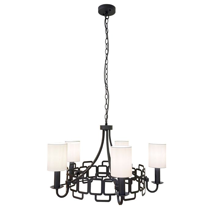 Hinkley Sabina 5-Light Black Fabric Shade Industrial Chandelier