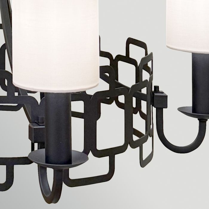 Hinkley Sabina 5-Light Black Fabric Shade Industrial Chandelier