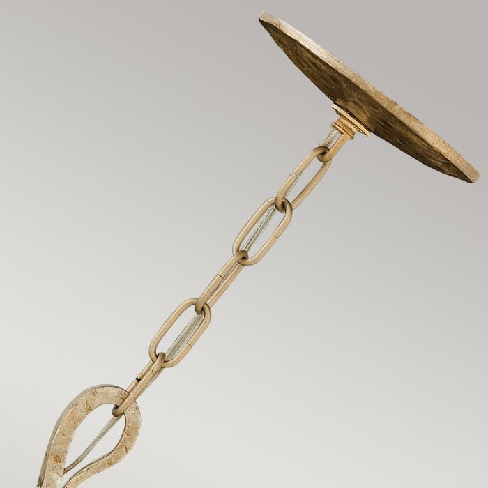 Hinkley Spyre 6-Light Champagne Gold Candle Chandelier with Ivory Linen Shades