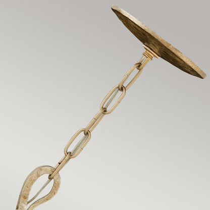 Hinkley Spyre 6-Light Champagne Gold Candle Chandelier with Ivory Linen Shades