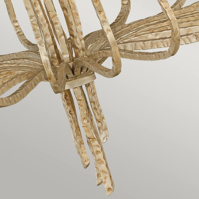 Hinkley Spyre 6-Light Champagne Gold Candle Chandelier with Ivory Linen Shades