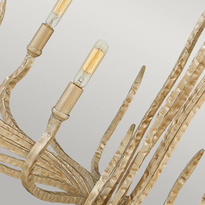 Hinkley Spyre 6-Light Champagne Gold Candle Chandelier with Ivory Linen Shades