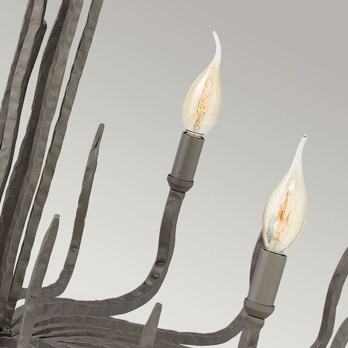 Hinkley Spyre 6-Light Metallic Matte Bronze Candle Chandelier with Ivory Linen Shades