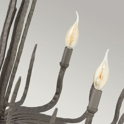 Hinkley Spyre 6-Light Metallic Matte Bronze Candle Chandelier with Ivory Linen Shades