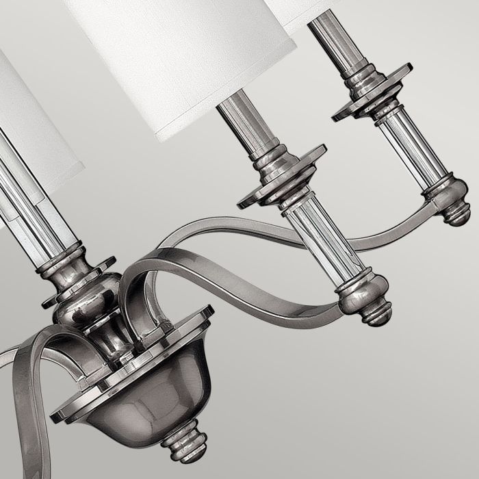 Hinkley Sussex 5-Light Brushed Nickel Modern Chandelier with Linen Shades and Clear Glass