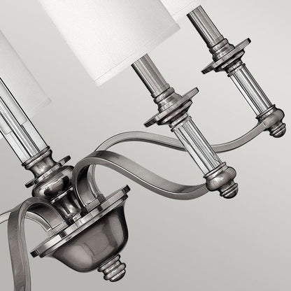 Hinkley Sussex 5-Light Brushed Nickel Modern Chandelier with Linen Shades and Clear Glass