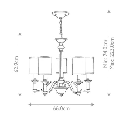 Hinkley Sussex 5-Light Brushed Nickel Modern Chandelier with Linen Shades and Clear Glass