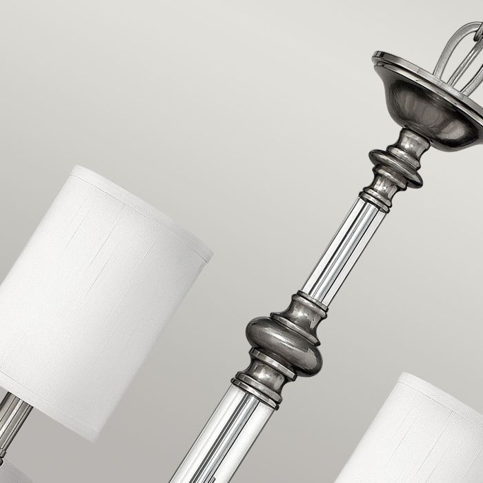 Hinkley Sussex 9-Light Brushed Nickel Modern Chandelier with Linen Shades and Clear Glass